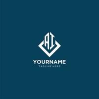 Initial AI logo square rhombus with lines, modern and elegant logo design vector