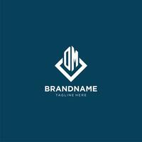 Initial OM logo square rhombus with lines, modern and elegant logo design vector
