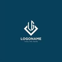 Initial LG logo square rhombus with lines, modern and elegant logo design vector