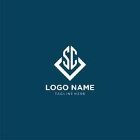 Initial SC logo square rhombus with lines, modern and elegant logo design vector