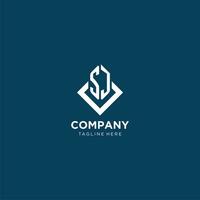 Initial SJ logo square rhombus with lines, modern and elegant logo design vector