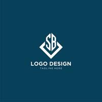 inicial sb logo cuadrado rombo con líneas, moderno y elegante logo diseño vector