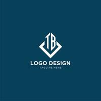 Initial TB logo square rhombus with lines, modern and elegant logo design vector
