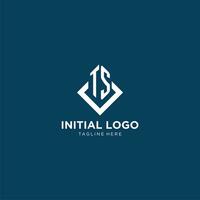 Initial TS logo square rhombus with lines, modern and elegant logo design vector