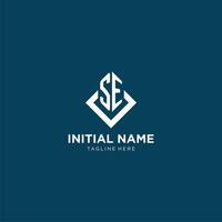 Initial SE logo square rhombus with lines, modern and elegant logo design vector