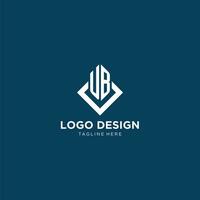 Initial UB logo square rhombus with lines, modern and elegant logo design vector