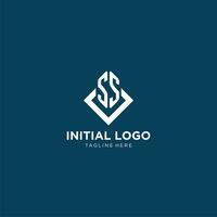 inicial ss logo cuadrado rombo con líneas, moderno y elegante logo diseño vector