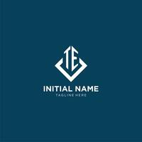 Initial TE logo square rhombus with lines, modern and elegant logo design vector