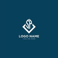 Initial SP logo square rhombus with lines, modern and elegant logo design vector