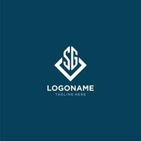 Initial SG logo square rhombus with lines, modern and elegant logo design vector
