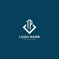 Initial TP logo square rhombus with lines, modern and elegant logo design vector