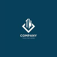 Initial TW logo square rhombus with lines, modern and elegant logo design vector
