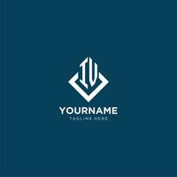 Initial IV logo square rhombus with lines, modern and elegant logo design vector