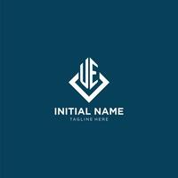 Initial UE logo square rhombus with lines, modern and elegant logo design vector