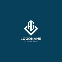 Initial AG logo square rhombus with lines, modern and elegant logo design vector