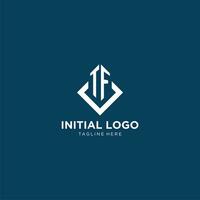 Initial TF logo square rhombus with lines, modern and elegant logo design vector