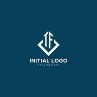 Initial TF logo square rhombus with lines, modern and elegant logo design vector