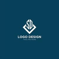 inicial entonces logo cuadrado rombo con líneas, moderno y elegante logo diseño vector