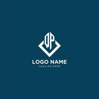 Initial QP logo square rhombus with lines, modern and elegant logo design vector