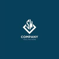 Initial SW logo square rhombus with lines, modern and elegant logo design vector