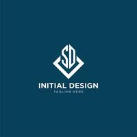 inicial Dakota del Sur logo cuadrado rombo con líneas, moderno y elegante logo diseño vector