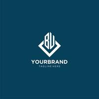 Initial BU logo square rhombus with lines, modern and elegant logo design vector
