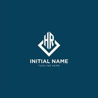 Initial HR logo square rhombus with lines, modern and elegant logo design vector