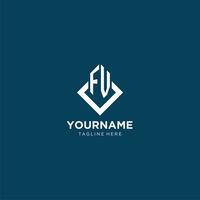 Initial FV logo square rhombus with lines, modern and elegant logo design vector