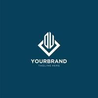 Initial OU logo square rhombus with lines, modern and elegant logo design vector