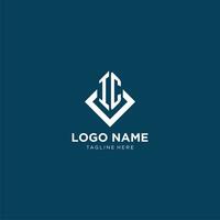 Initial IC logo square rhombus with lines, modern and elegant logo design vector