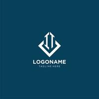 Initial IT logo square rhombus with lines, modern and elegant logo design vector