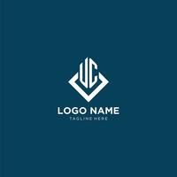 Initial UC logo square rhombus with lines, modern and elegant logo design vector