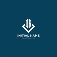 Initial OR logo square rhombus with lines, modern and elegant logo design vector