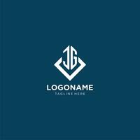 Initial JG logo square rhombus with lines, modern and elegant logo design vector