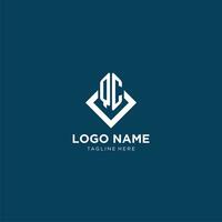 Initial QC logo square rhombus with lines, modern and elegant logo design vector