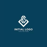 inicial bs logo cuadrado rombo con líneas, moderno y elegante logo diseño vector