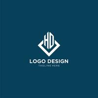 Initial HO logo square rhombus with lines, modern and elegant logo design vector