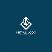 inicial qs logo cuadrado rombo con líneas, moderno y elegante logo diseño vector