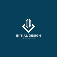 inicial iq logo cuadrado rombo con líneas, moderno y elegante logo diseño vector