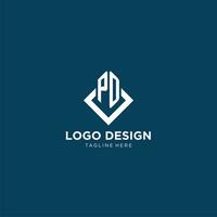 Initial PO logo square rhombus with lines, modern and elegant logo design vector