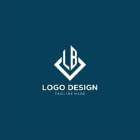 Initial LB logo square rhombus with lines, modern and elegant logo design vector