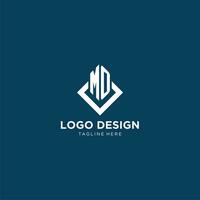 Initial MO logo square rhombus with lines, modern and elegant logo design vector