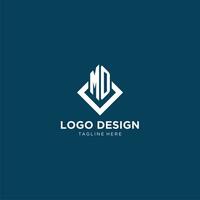 Initial MO logo square rhombus with lines, modern and elegant logo design vector