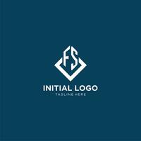Initial FS logo square rhombus with lines, modern and elegant logo design vector