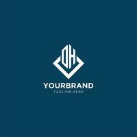 Initial DH logo square rhombus with lines, modern and elegant logo design vector