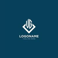 Initial VG logo square rhombus with lines, modern and elegant logo design vector