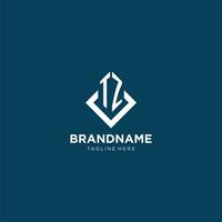 Initial TZ logo square rhombus with lines, modern and elegant logo design vector