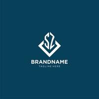 Initial SZ logo square rhombus with lines, modern and elegant logo design vector