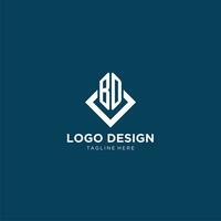 inicial bo logo cuadrado rombo con líneas, moderno y elegante logo diseño vector