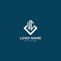 Initial VC logo square rhombus with lines, modern and elegant logo design vector